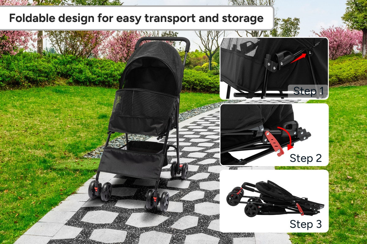 Pawever Pets Foldable Pet Stroller for Dogs & Cats