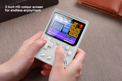 Retro Handheld Game Console - 500 Classic Games, 3” Color Screen, White