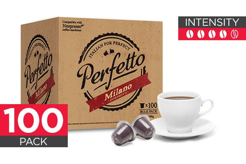 NEW Perfetto Coffee Capsules 100 Pack Nespresso Compatible Milano - Auzzistore