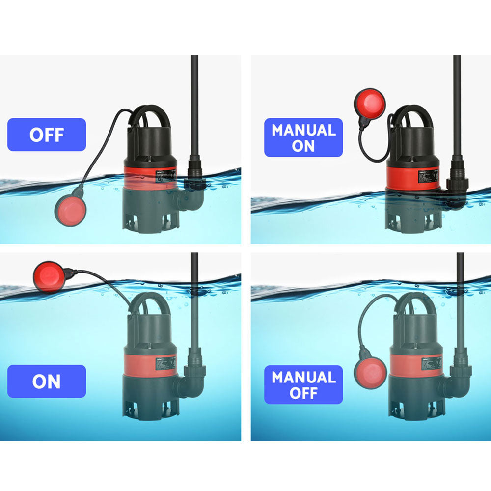 Giantz 400W Submersible Pump for Dirty Water, 8200l/h, 35mm Max Solid, 10m Cable, 8m Depth