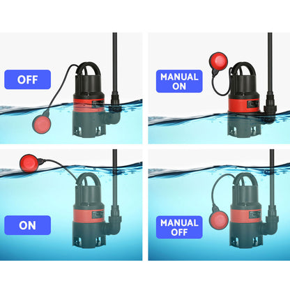 Giantz 400W Submersible Pump for Dirty Water, 8200l/h, 35mm Max Solid, 10m Cable, 8m Depth
