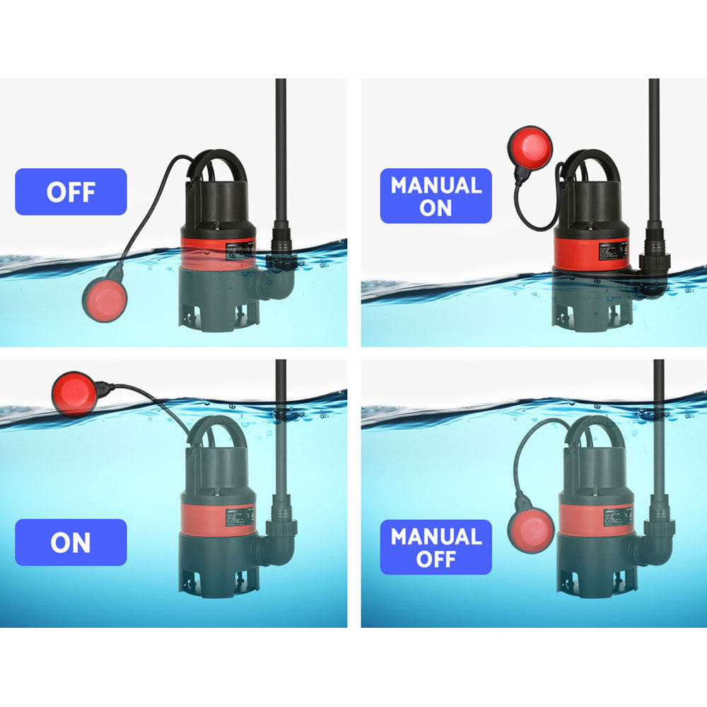 Giantz 550W Submersible Pump for Dirty Water, 10500l/h, 35mm Solid Passage, 8m Depth