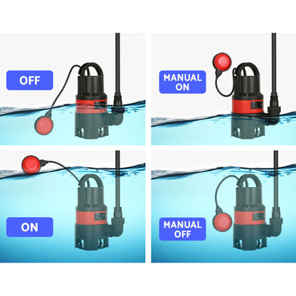 Giantz 550W Submersible Pump for Dirty Water, 10500l/h, 35mm Solid Passage, 8m Depth