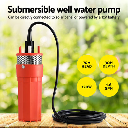 Giantz Submersible Solar Water Pump 24V 70M Head Stainless Steel Filter 1.6 GPM
