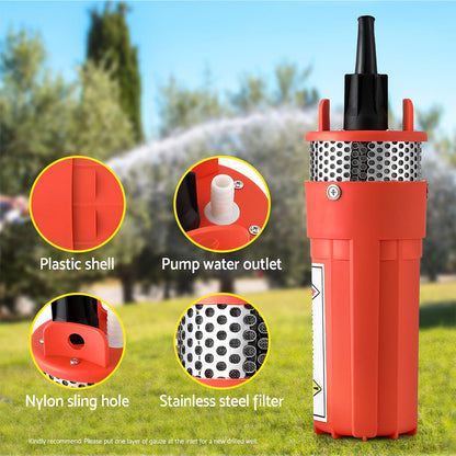Giantz Submersible Solar Water Pump 24V 70M Head Stainless Steel Filter 1.6 GPM