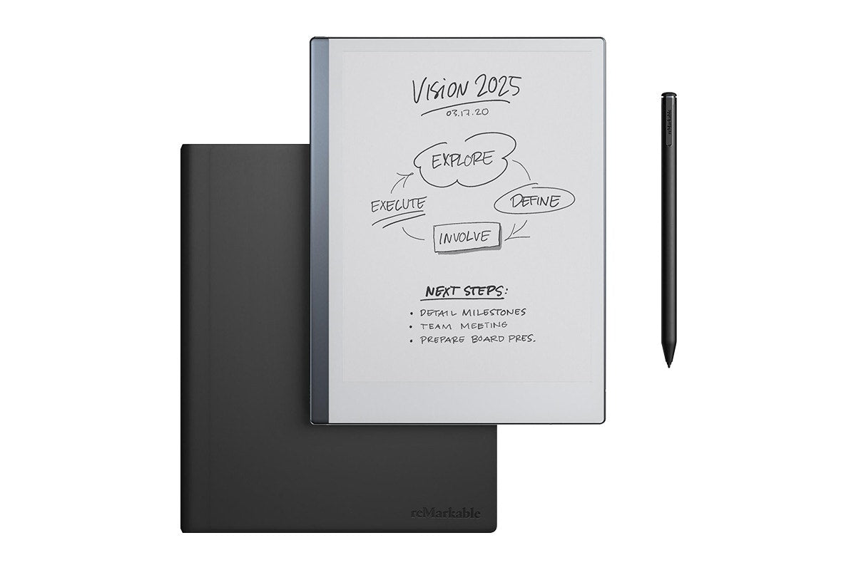 reMarkable 2 10.3" Paper Tablet with Marker Plus and Premium Leather Book Folio (Black)