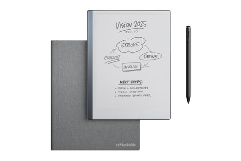 reMarkable 2 10.3" Paper Tablet with Marker Plus and Polymer Weave Book Folio (Grey) - Auzzistore