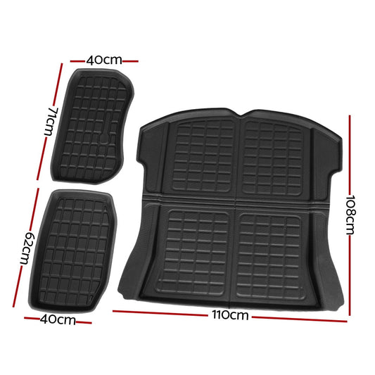 3PCS Car Rear Front Cargo Trunk Toolbox Luggage Rubber Mats for Tesla Model 3 2021-2022 – view 2