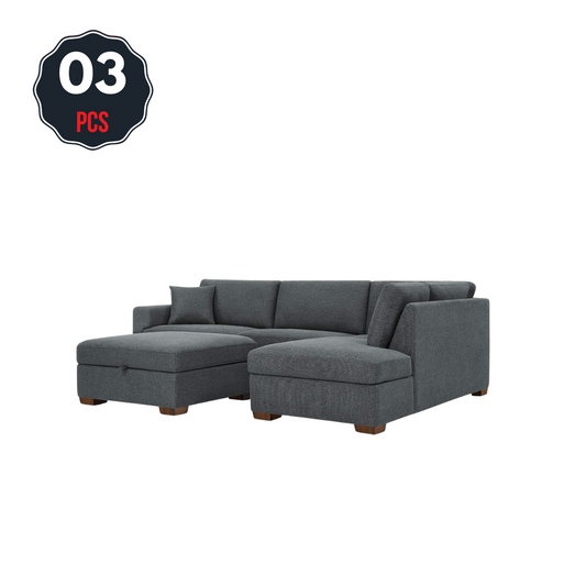 Thomasville Fabric Sectional With Storage Ottoman 3 Piece - Auzzistore