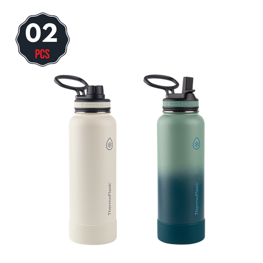 ThermoFlask Stainless Steel Bottle 1.18L 2 Pack White Glade Green