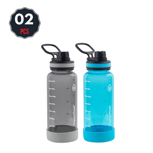 Thermoflask Motivational Drink Bottle 946ml 2 Pack Blue And Black