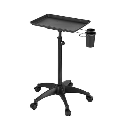 Embellir Salon Trolley SA-TR-1T-BK: 5-Wheel, Adjustable Height, Aluminium Tray, Black