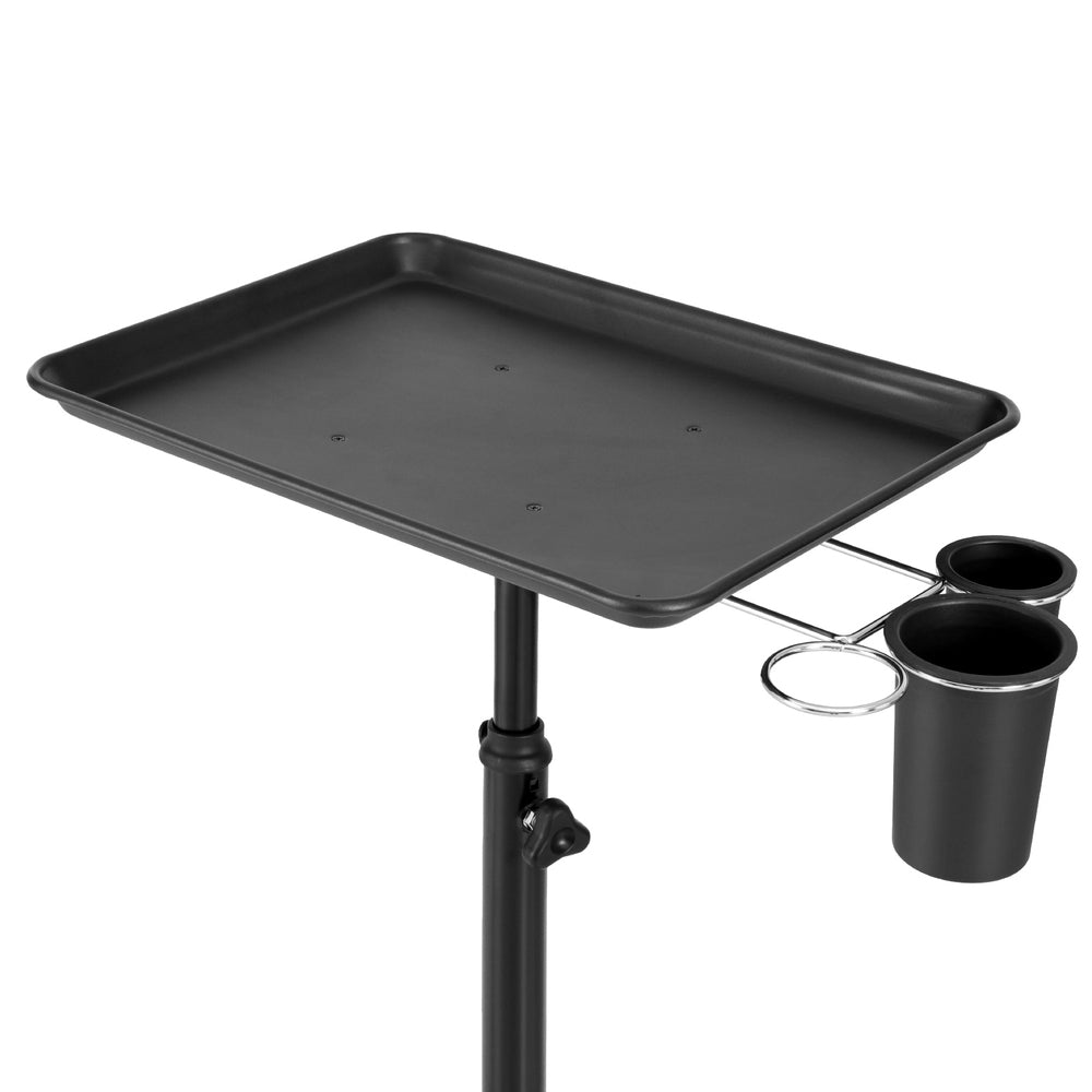 Embellir Salon Trolley SA-TR-1T-BK: 5-Wheel, Adjustable Height, Aluminium Tray, Black