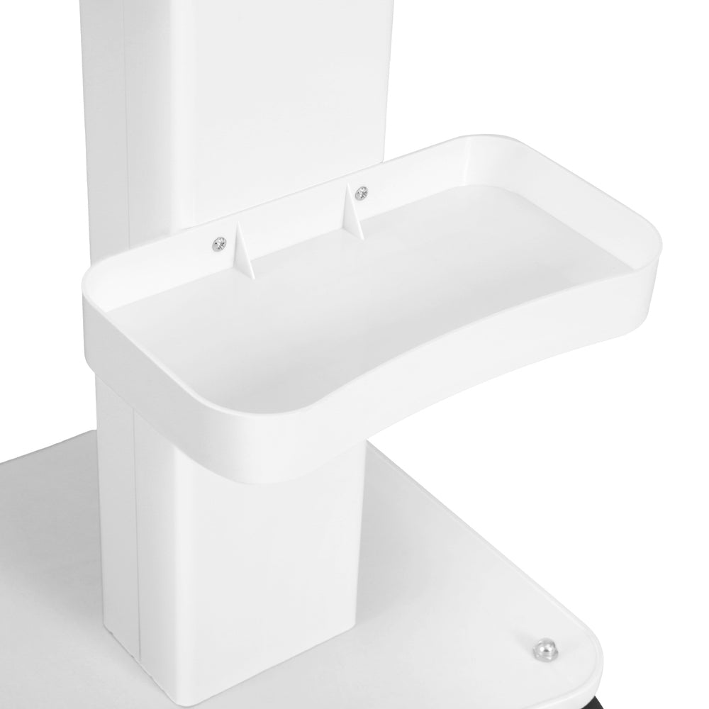 Embellir Salon Trolley SA-TR-2T-WH: Lockable Wheels, Metal Frame, Multi-Functional Tray, White
