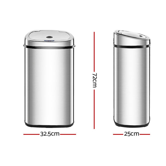 Devanti 50L Motion Sensor Bin Rubbish Automatic Silver – view 2