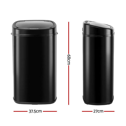 Devanti 58L Motion Sensor Bin Rubbish Automatic Black – view 2