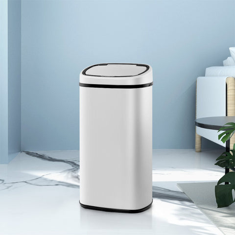 Devanti 58L Motion Sensor Bin Rubbish Automatic White - Auzzistore