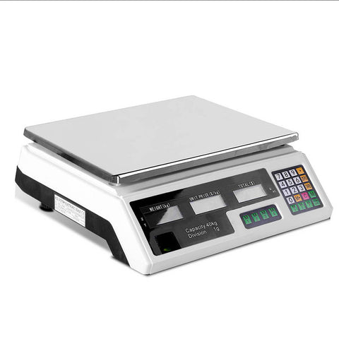 Emajin Scales Digital Kitchen 40KG Weighing Scales Platform Scales White LCD - Auzzistore
