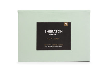 Sheraton Luxury Egyptian Cotton Rich Bed Sheet Set - Sage; King