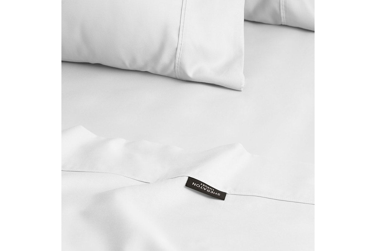 Sheraton Luxury Egyptian Cotton Rich Bed Sheet Set - White; King