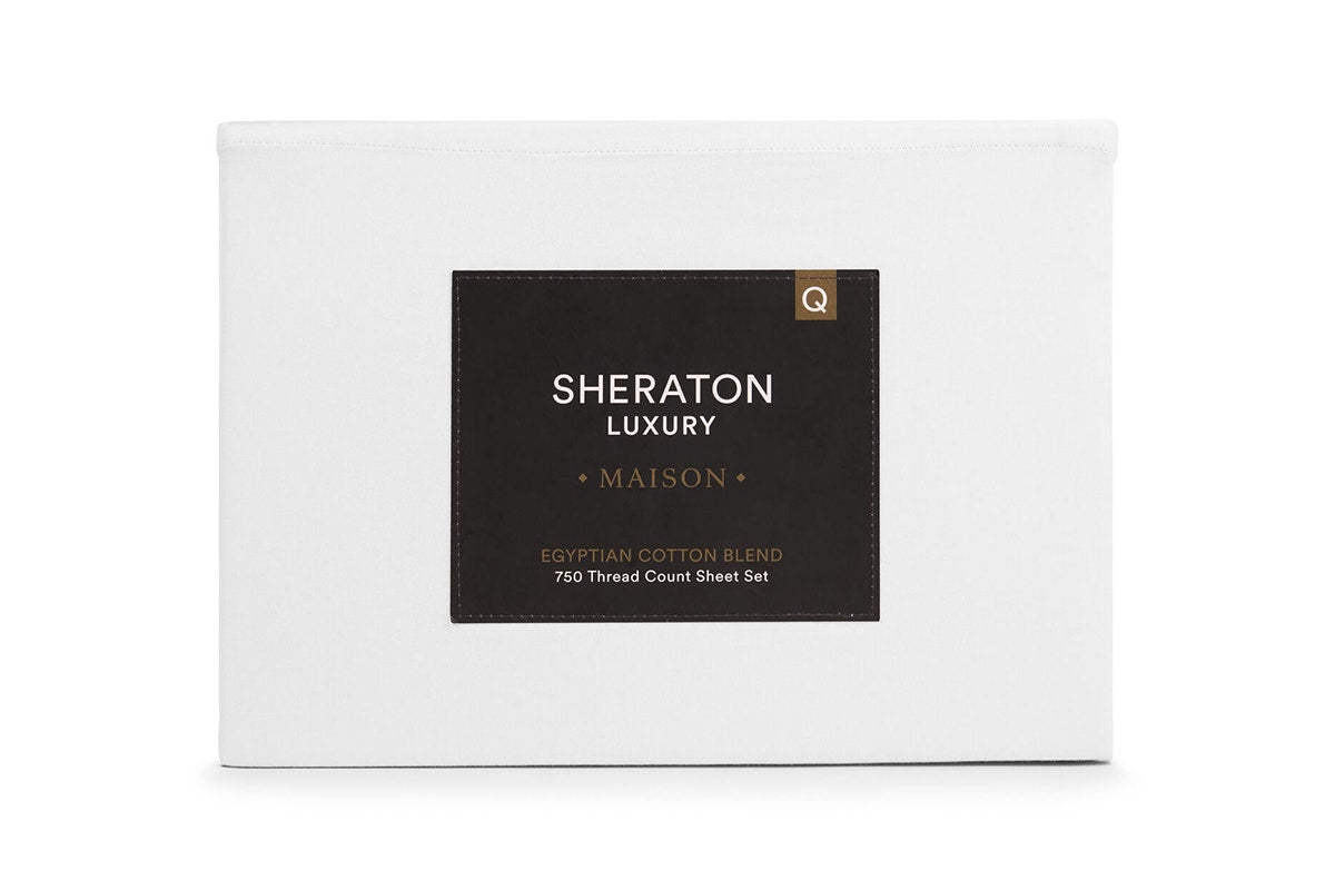 Sheraton Luxury Egyptian Cotton Rich Bed Sheet Set - White; King