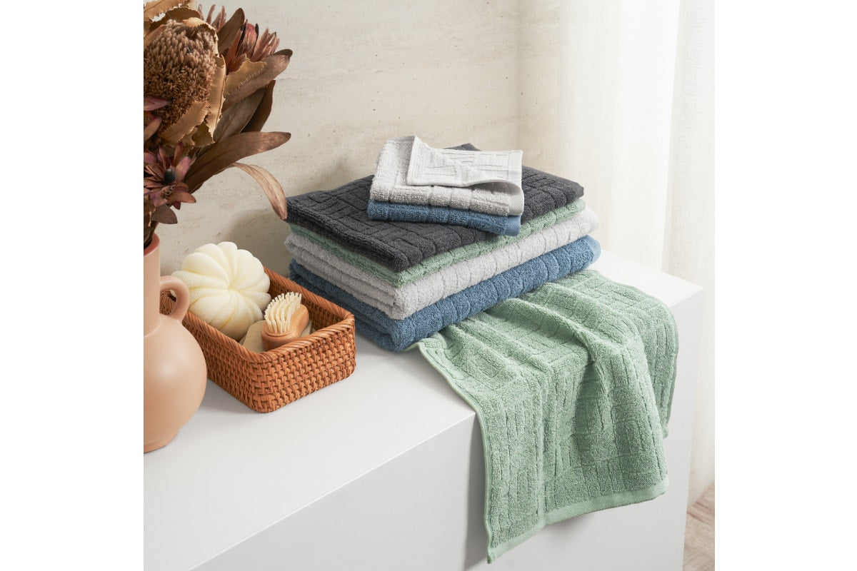 Sheraton 6 Piece 100% Cotton Textured Towel Set (Blue)