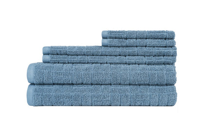 Sheraton 6 Piece 100% Cotton Textured Towel Set (Blue)