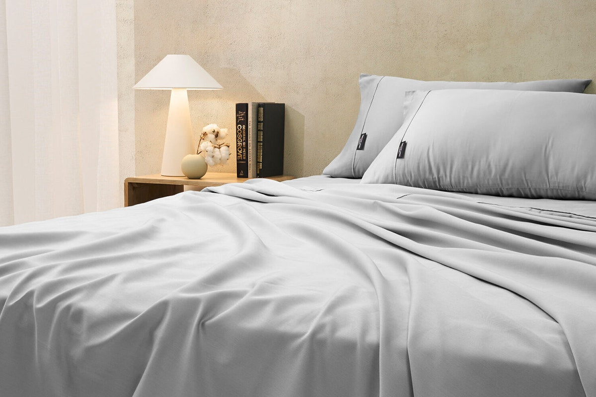 Sheraton Luxury 1000TC Cotton Rich Bed Sheet Set (Dove Grey, King)