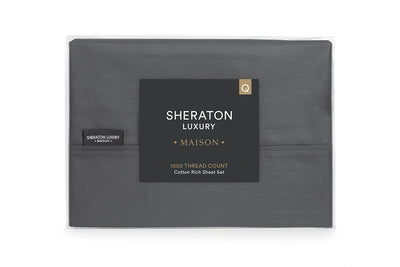 Sheraton Luxury 1000TC Cotton Rich Bed Sheet Set - Fossil; Double