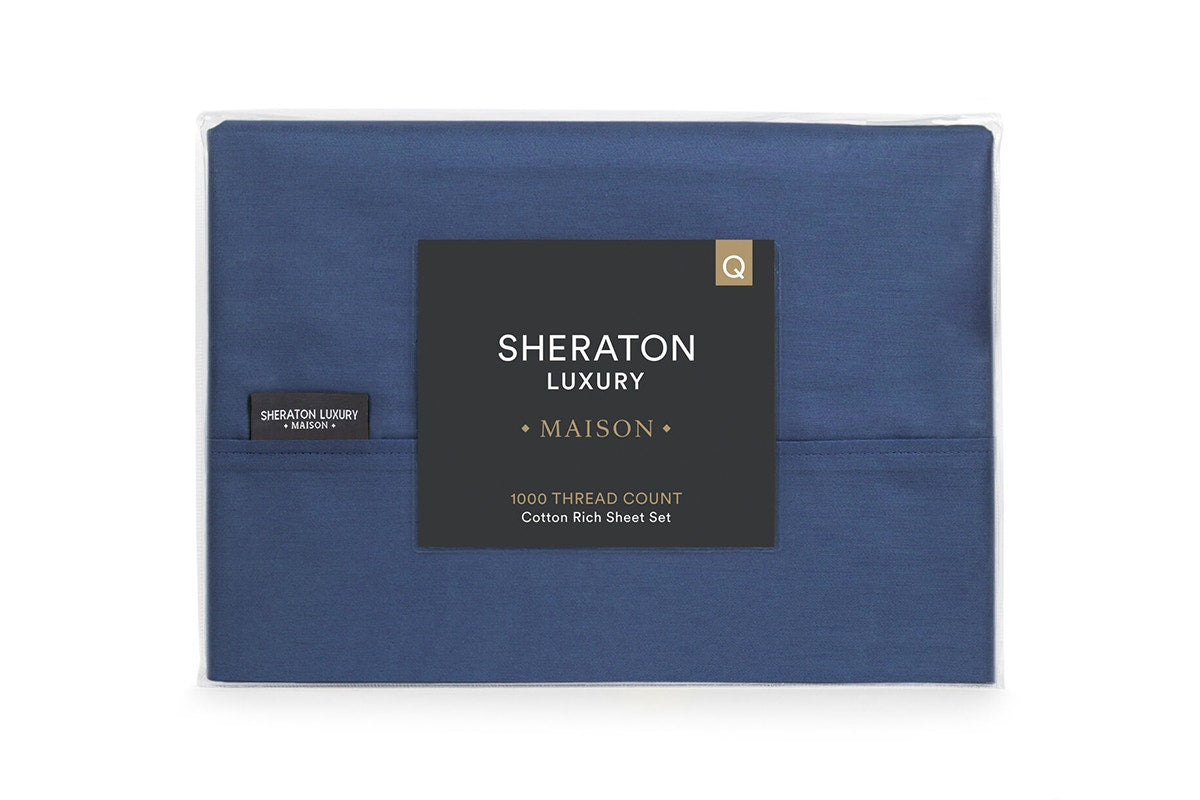 Sheraton Luxury 1000TC Cotton Rich Bed Sheet Set - Nightfall; Double