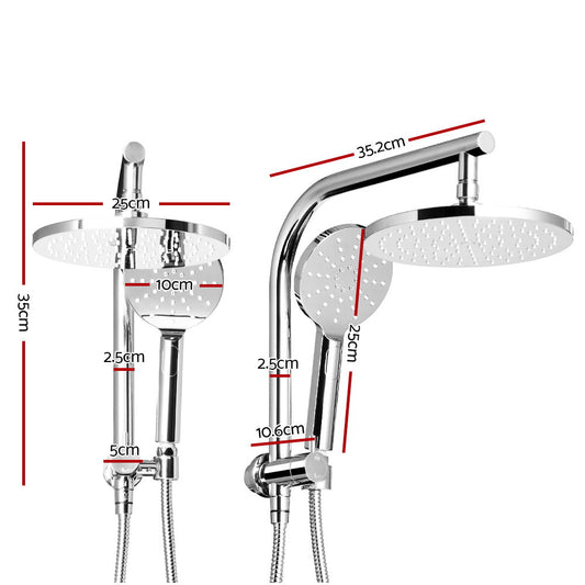 Cefito 9'' Rain Shower Head Set Handheld Round High Pressure Chrome – view 2