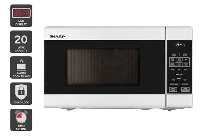 Sharp 20L Microwave Oven - White  - R211DW)