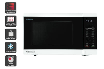 Sharp 34L Microwave with Smart Inverter & Sensor - White  - R350EW)