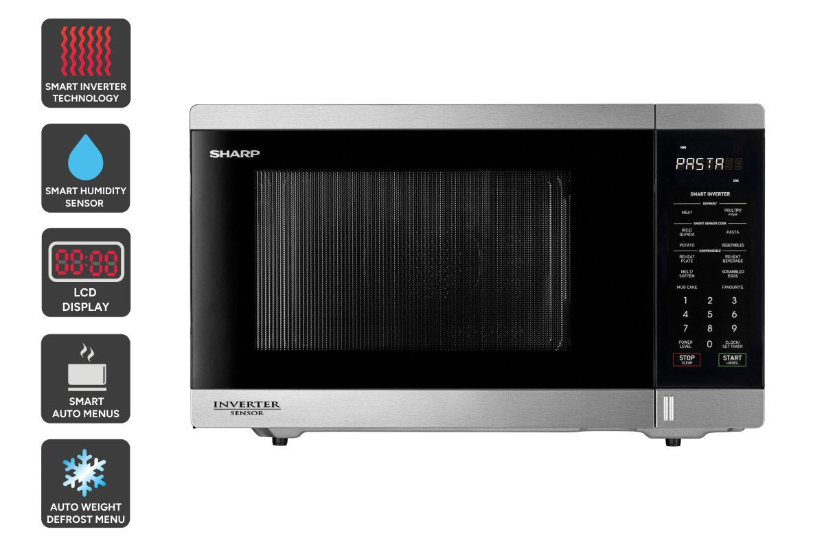 Sharp 34L Microwave with Smart Inverter & Sensor - Stainless Steel  - R395EST)