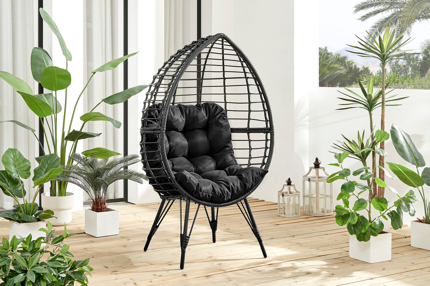 Shangri-La Amalfi Indoor & Outdoor Egg Chair (Black)