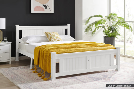 Shangri-La Mila Bed Frame (White, Double) - Auzzistore