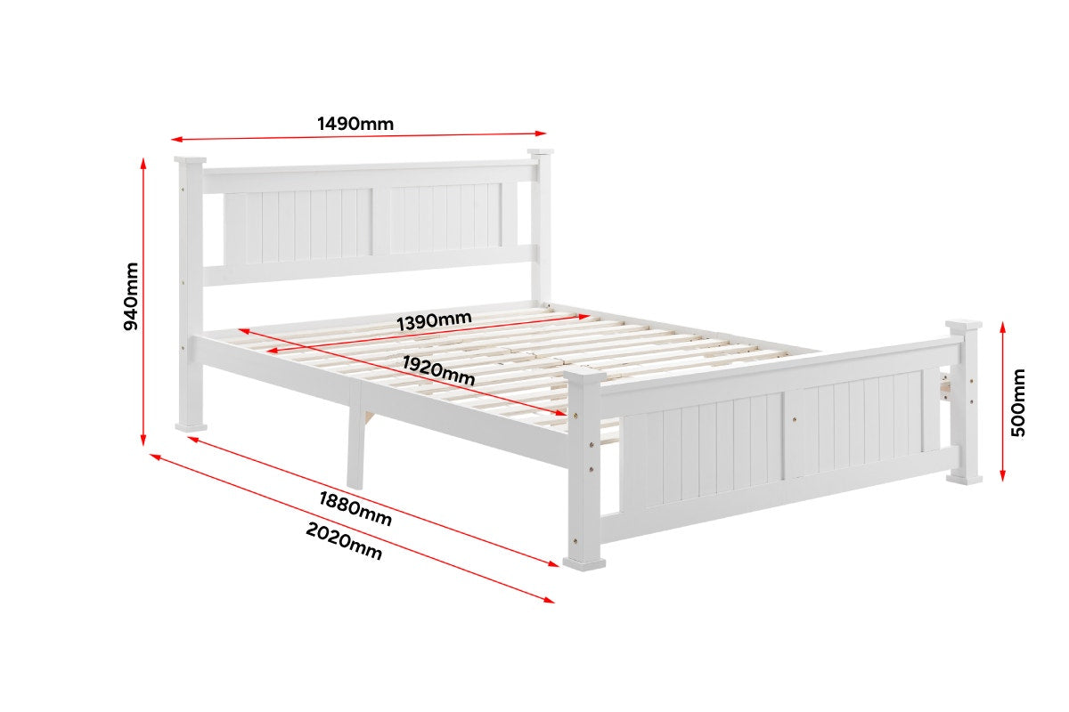 Shangri-La Mila Bed Frame (White, Double)