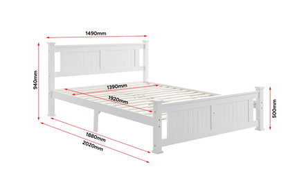 Shangri-La Mila Bed Frame (White, Double)