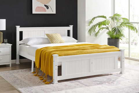 Shangri-La Mila Bed Frame (White, Queen) - Auzzistore