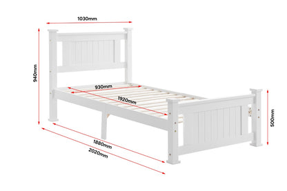 Shangri-La Mila Bed Frame (White, Single)