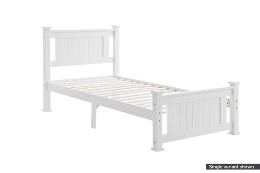 Shangri-La Mila Bed Frame (White, King Single) - Auzzistore