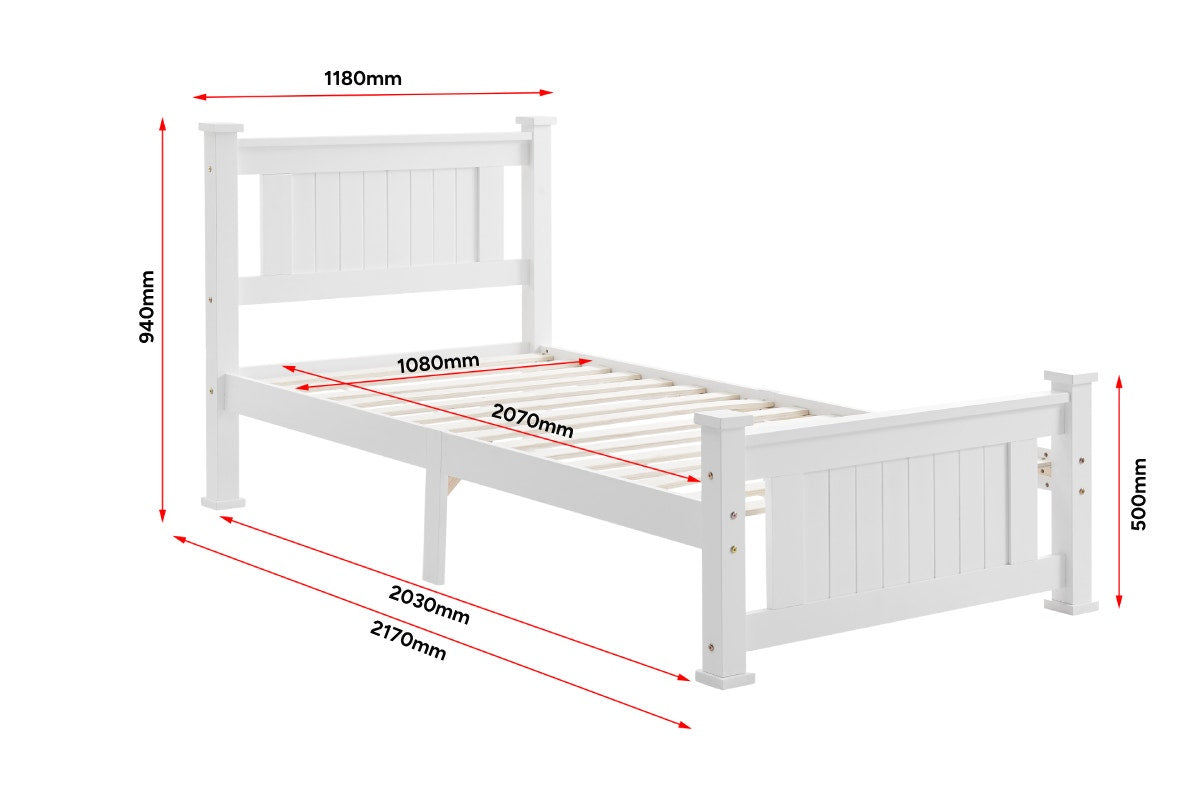 Shangri-La Mila Bed Frame (White, King Single)