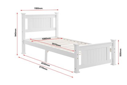 Shangri-La Mila Bed Frame (White, King Single)