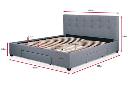 Shangri-La Manarola Collection 3 Drawer Bed Frame (Grey, Queen)