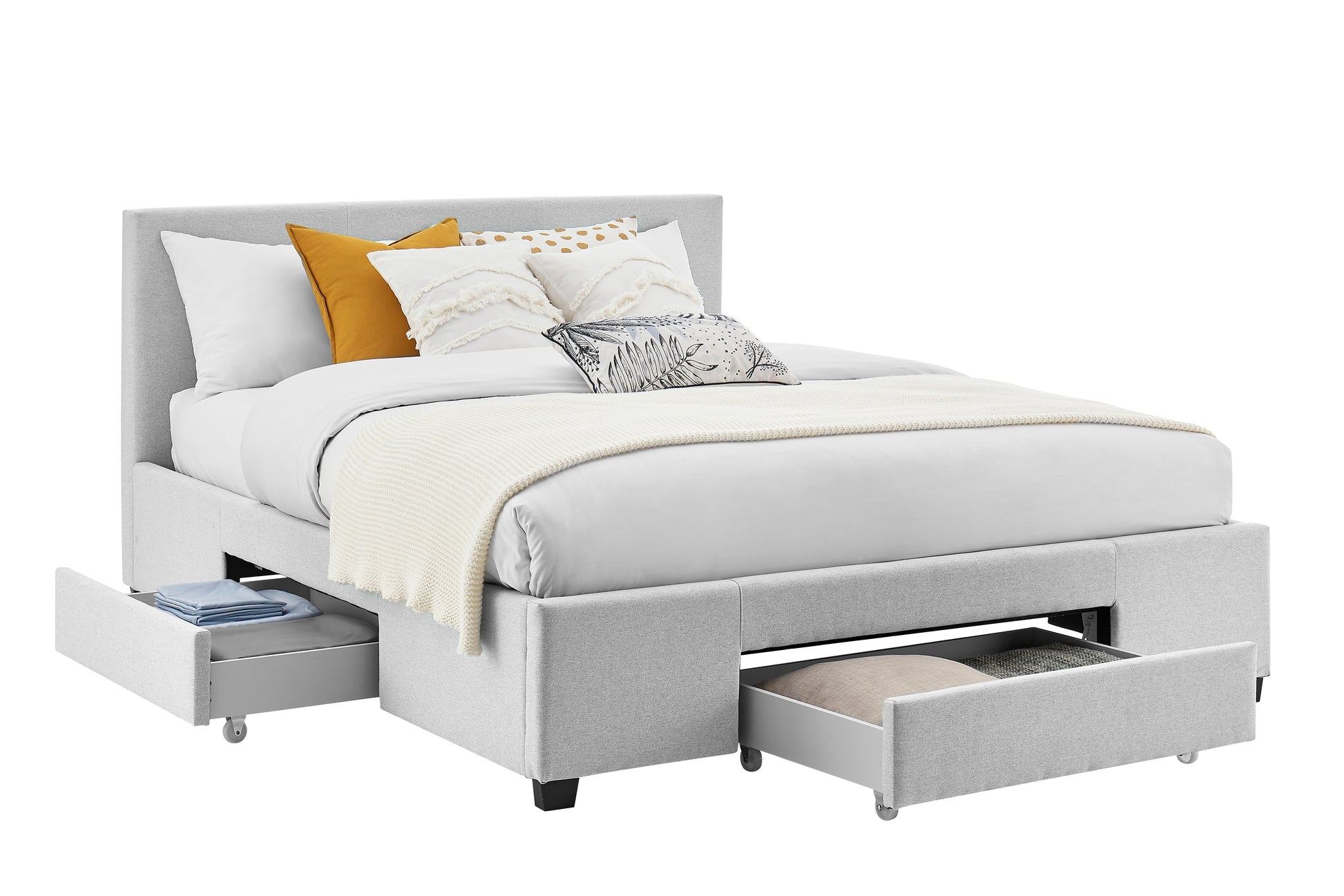 Shangri-La Venice Collection 3 Drawer Bed Frame (Pewter Grey, Double)