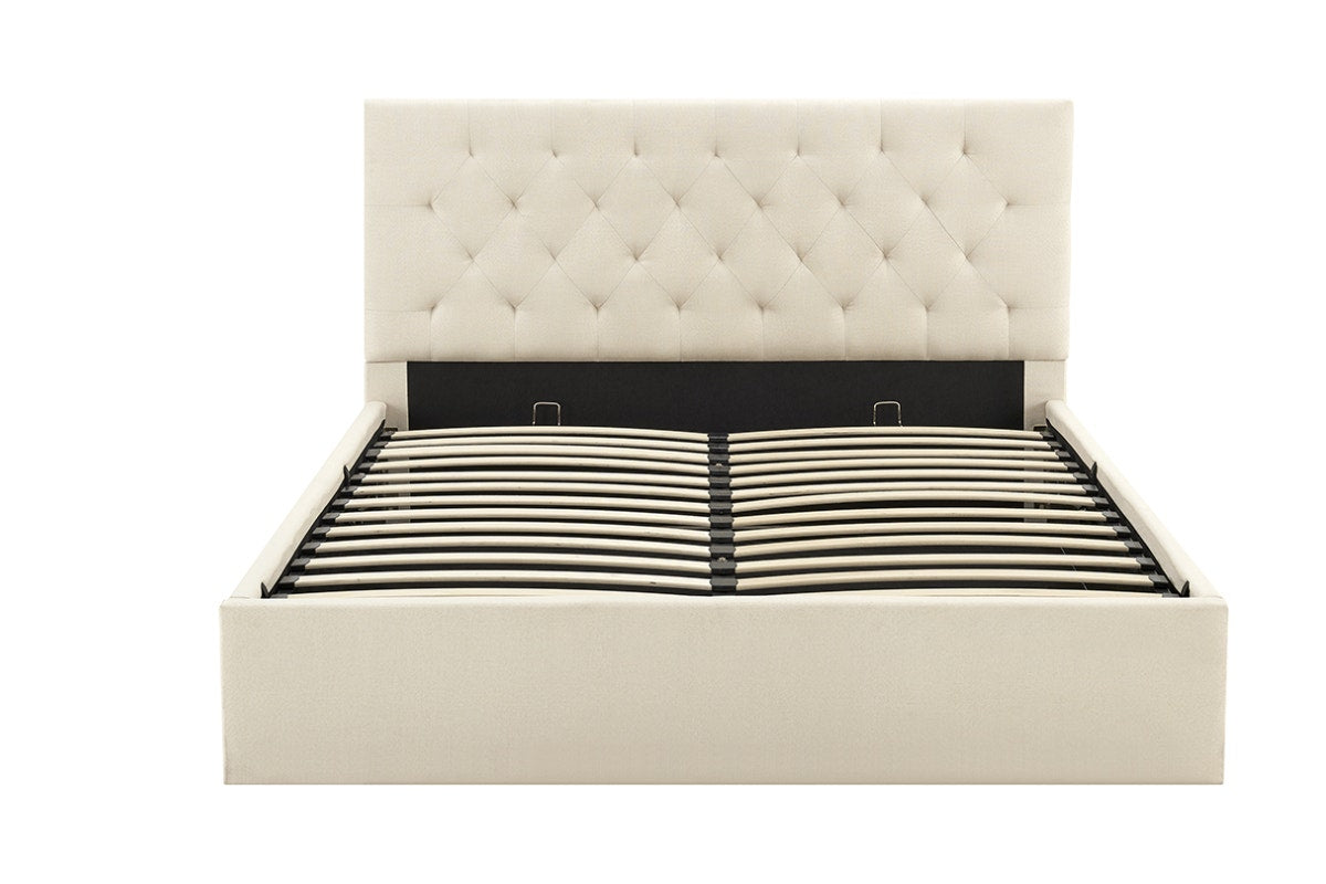 Shangri-La Newport Gas Lift Bed Frame (Natural Beige, Queen)