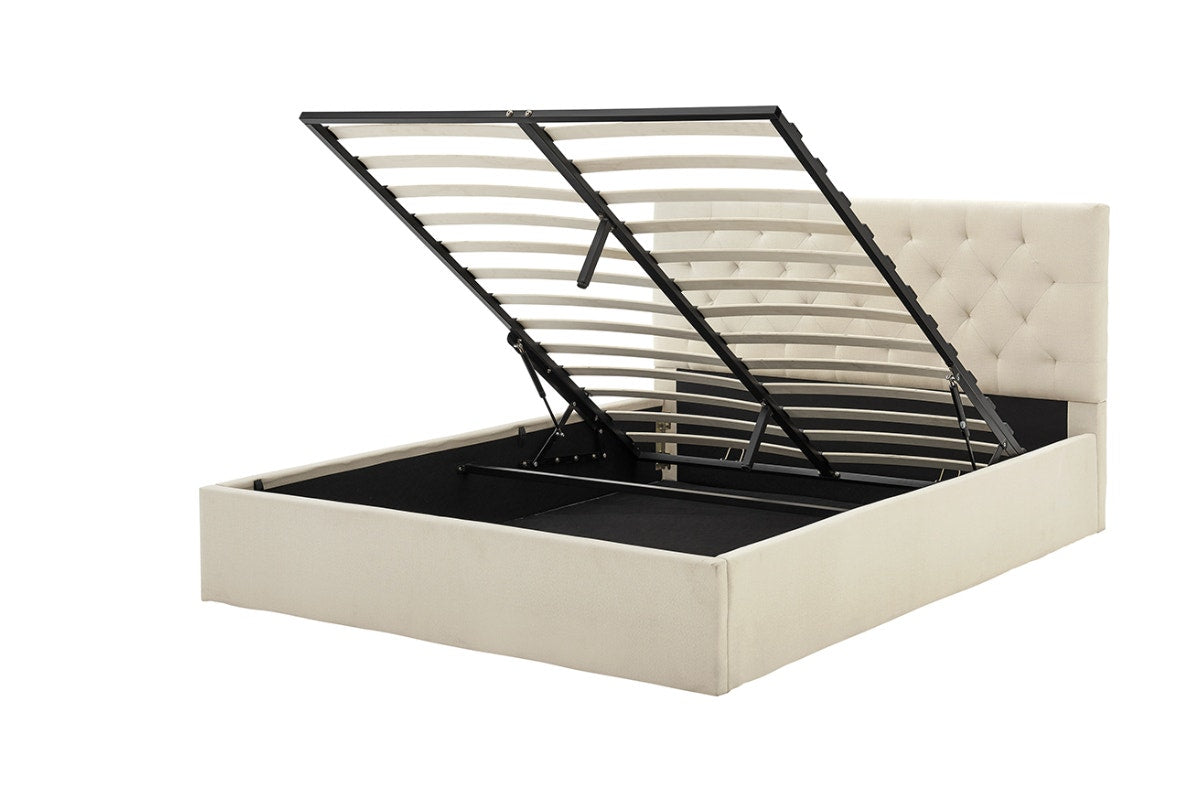 Shangri-La Newport Gas Lift Bed Frame (Natural Beige, Queen)