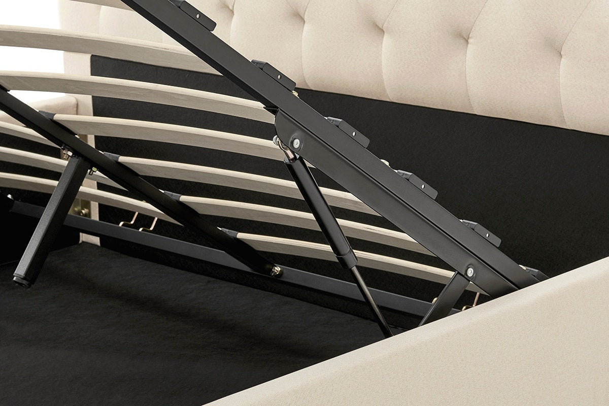 Shangri-La Newport Gas Lift Bed Frame (Natural Beige, Queen)