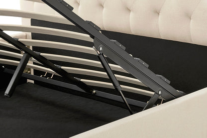 Shangri-La Newport Gas Lift Bed Frame (Natural Beige, Queen)