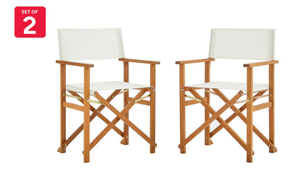 Set of 2 Shangri-La Belize Wooden Outdoor Director's Chairs (White)